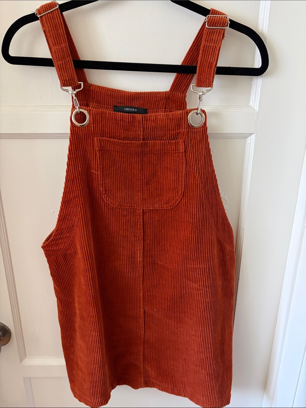 Forever 21 Burnt Orange Corduroy Pinafore Dress